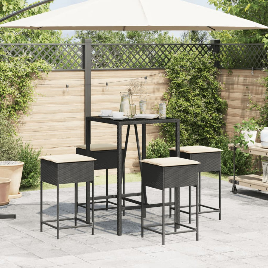 5-Delige Tuinbarset Met Kussens Poly Rattan 4