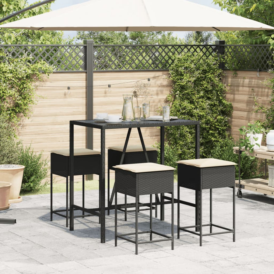 5-Delige Tuinbarset Met Kussens Poly Rattan 4