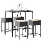 Tuinbarset poly rattan 5-delig met kussens