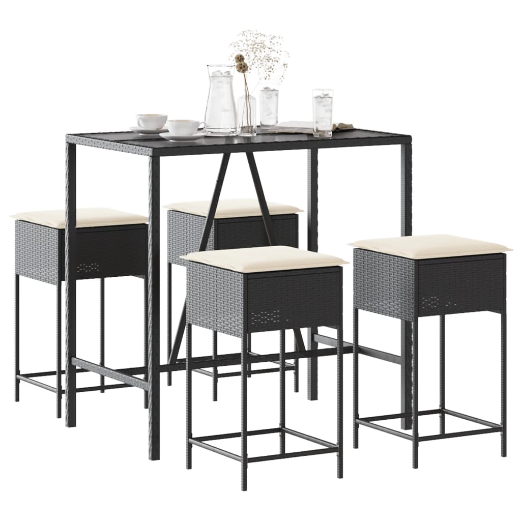 5-Delige Tuinbarset Met Kussens Poly Rattan 4