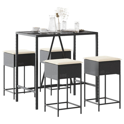 5-Delige Tuinbarset Met Kussens Poly Rattan 4