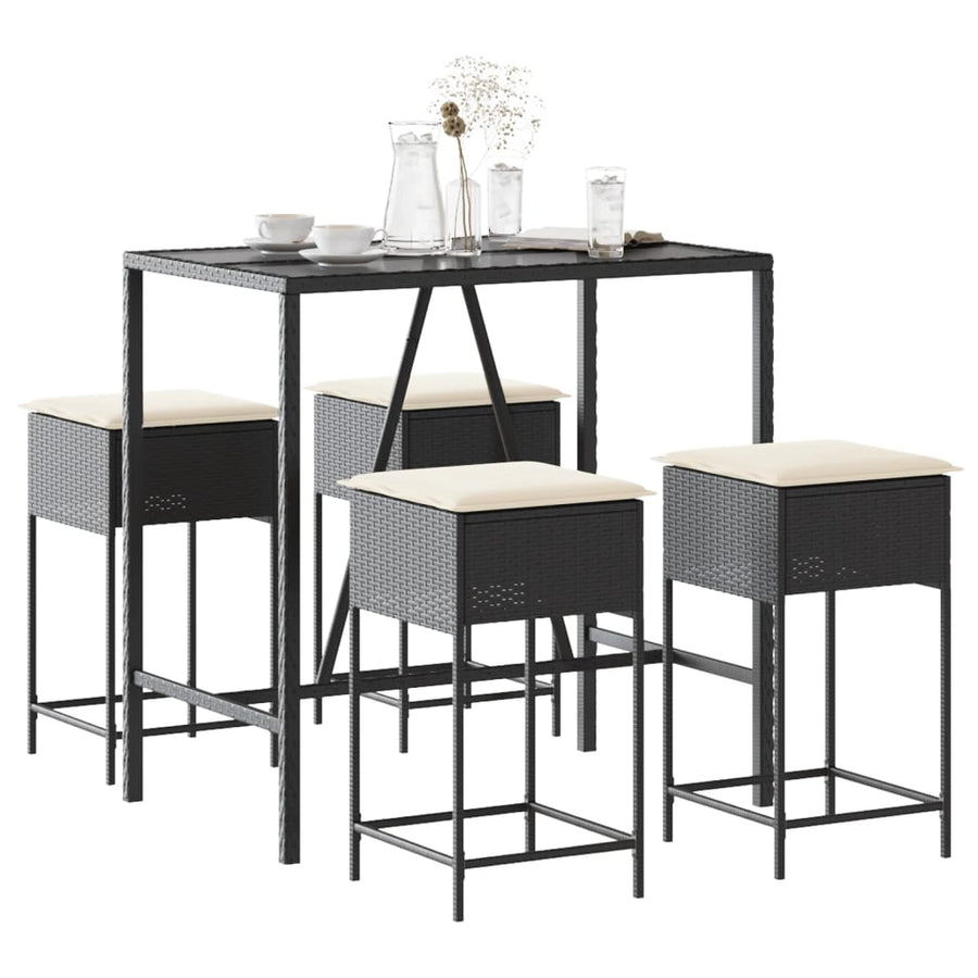 5-Delige Tuinbarset Met Kussens Poly Rattan 4