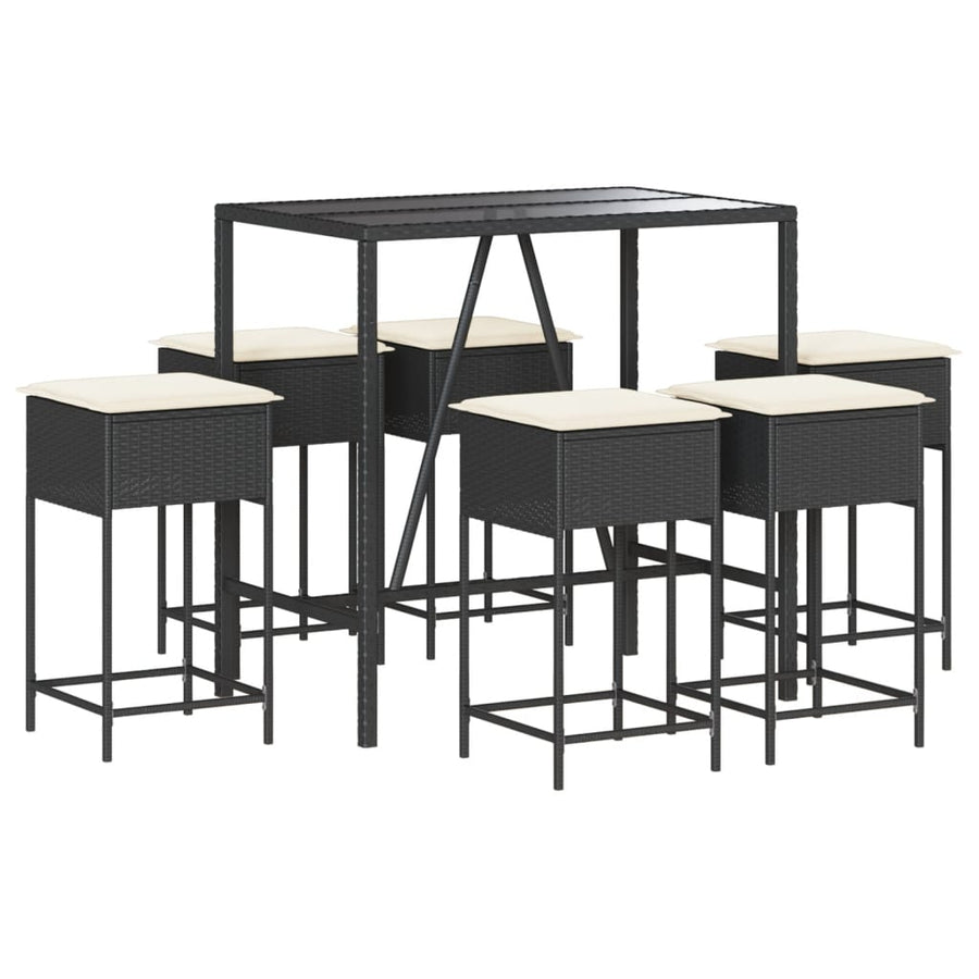 7-Delige Tuinbarset Met Kussens Poly Rattan 6