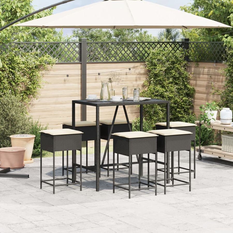 7-Delige Tuinbarset Met Kussens Poly Rattan 6