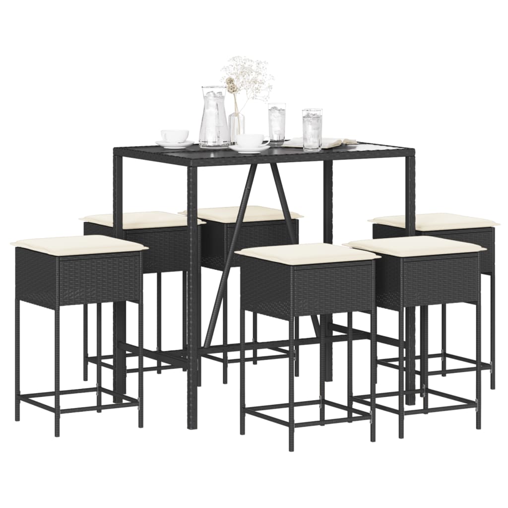 7-Delige Tuinbarset Met Kussens Poly Rattan 6