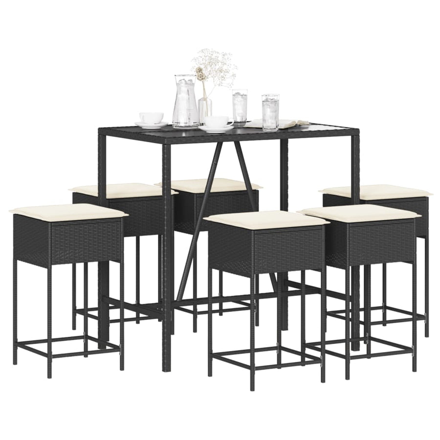 7-Delige Tuinbarset Met Kussens Poly Rattan 6