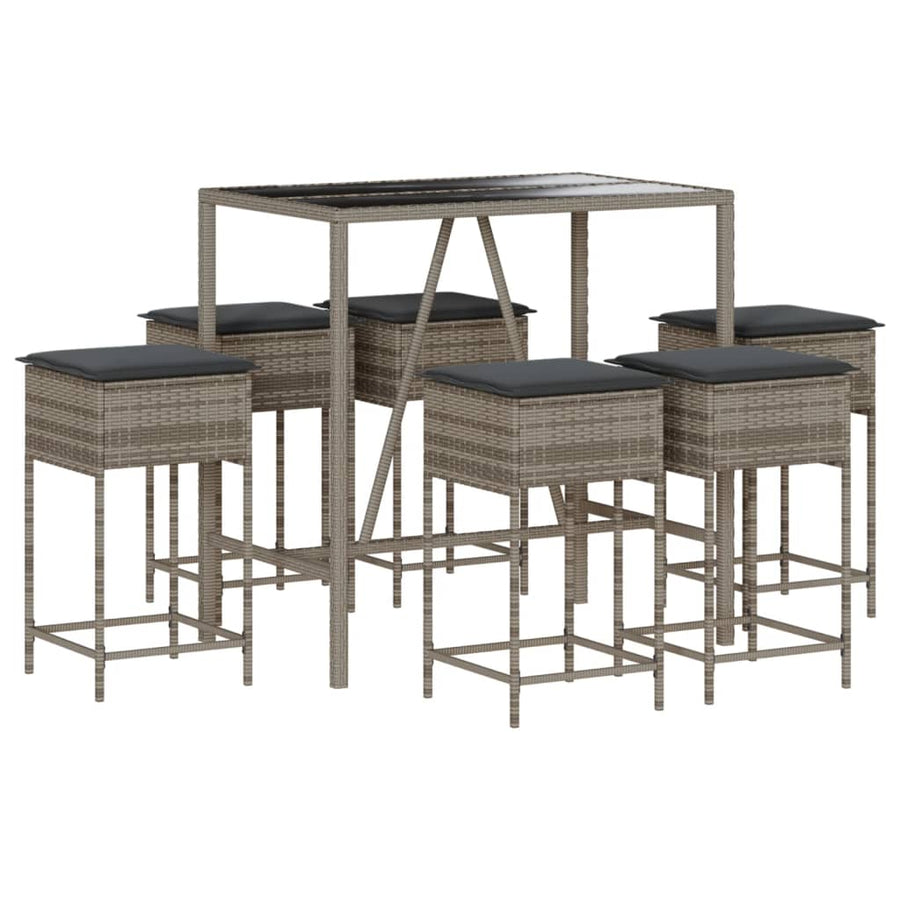 7-Delige Tuinbarset Met Kussens Poly Rattan 6