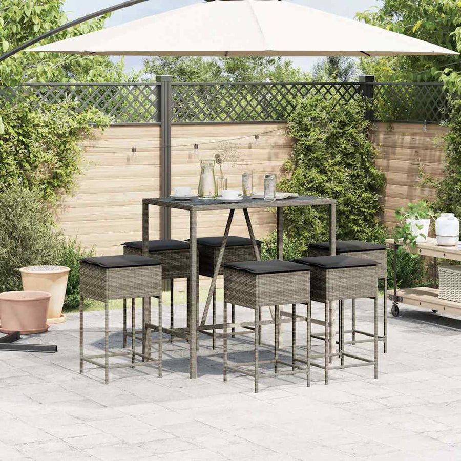 7-Delige Tuinbarset Met Kussens Poly Rattan 6