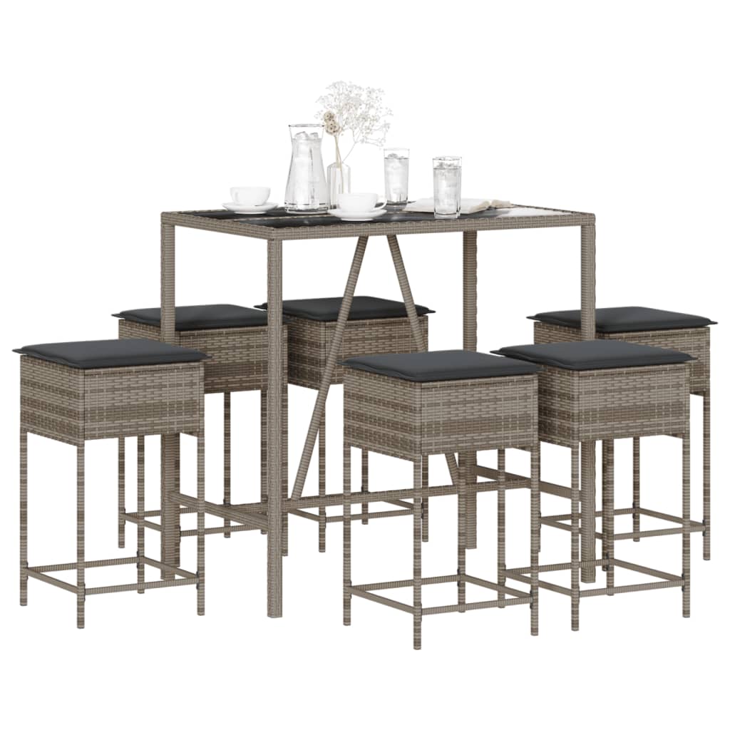 7-Delige Tuinbarset Met Kussens Poly Rattan 6