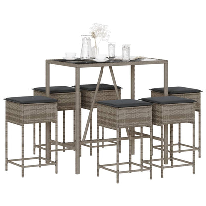 7-Delige Tuinbarset Met Kussens Poly Rattan 6
