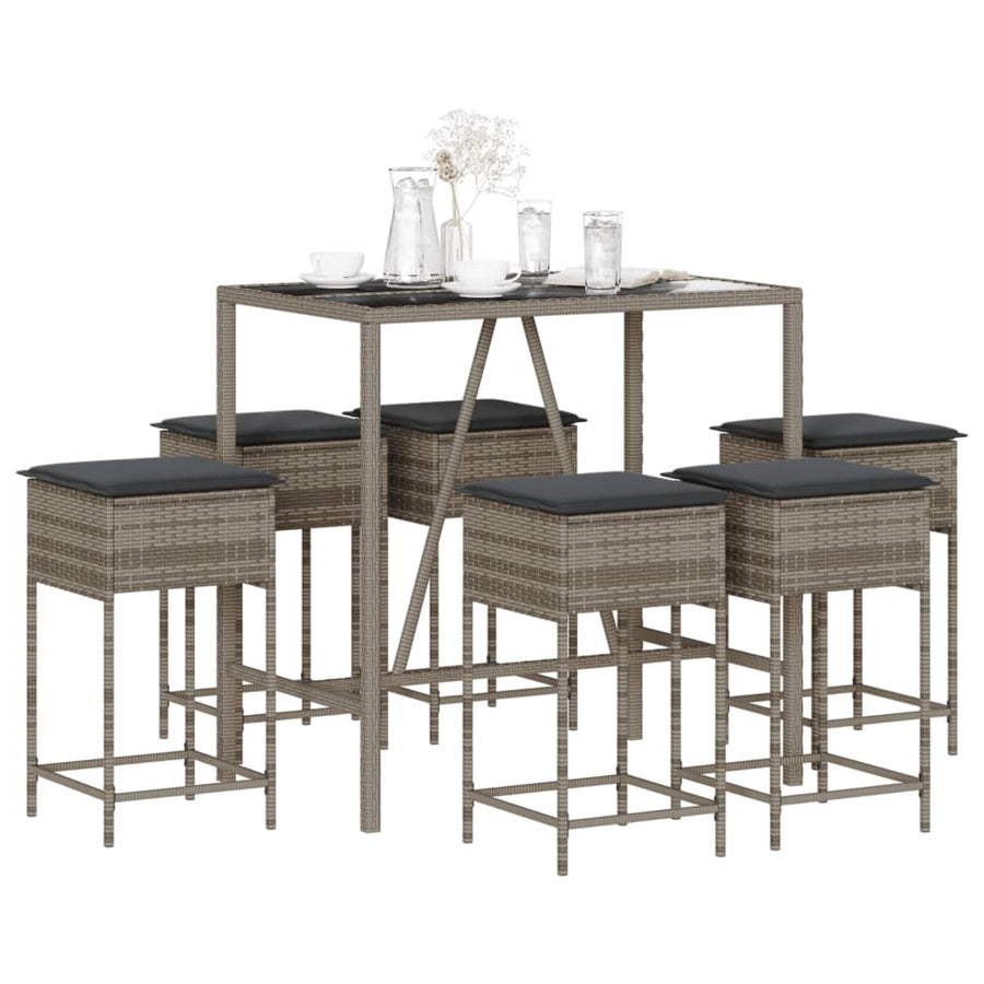 7-Delige Tuinbarset Met Kussens Poly Rattan 6