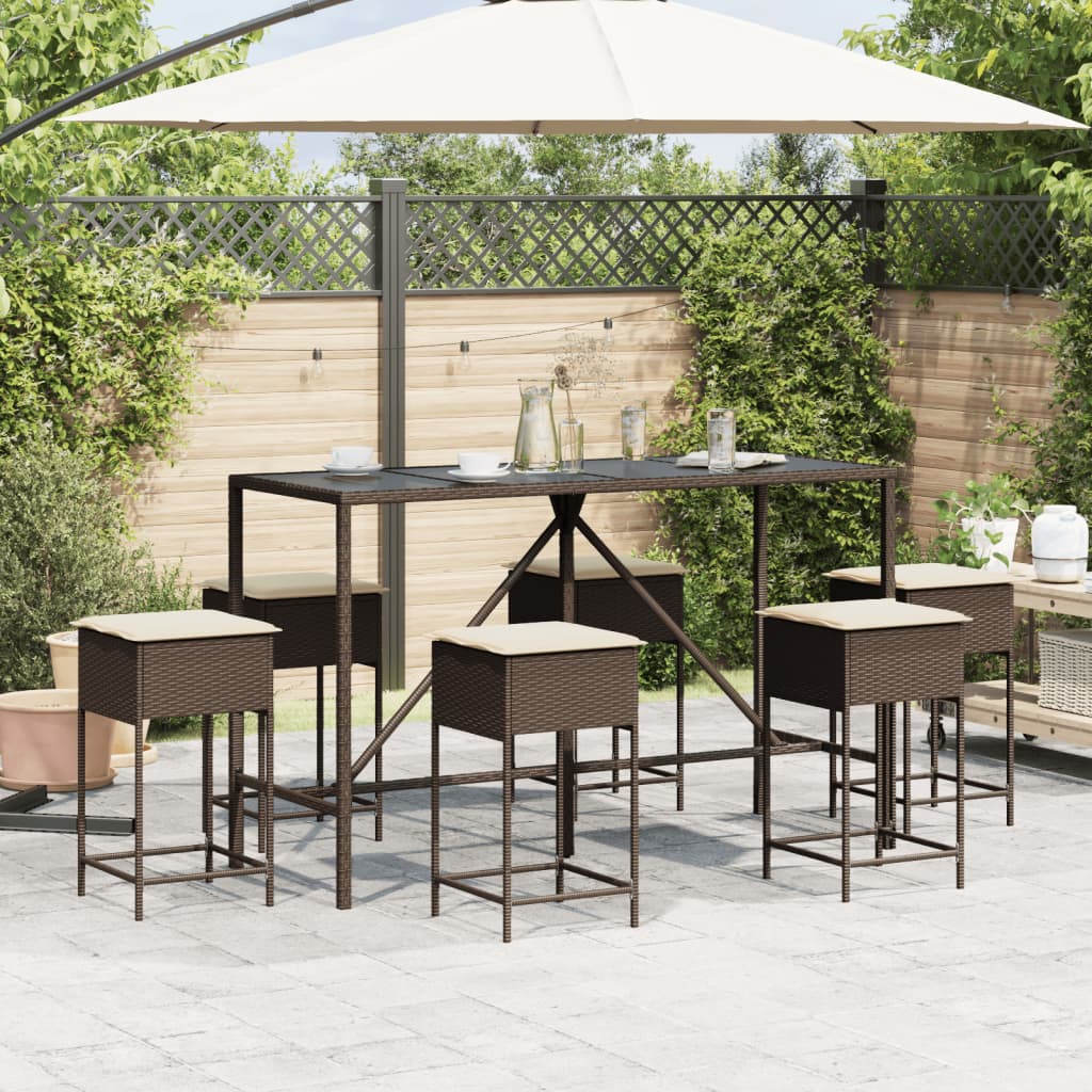 7-Delige Tuinbarset Met Kussens Poly Rattan 6