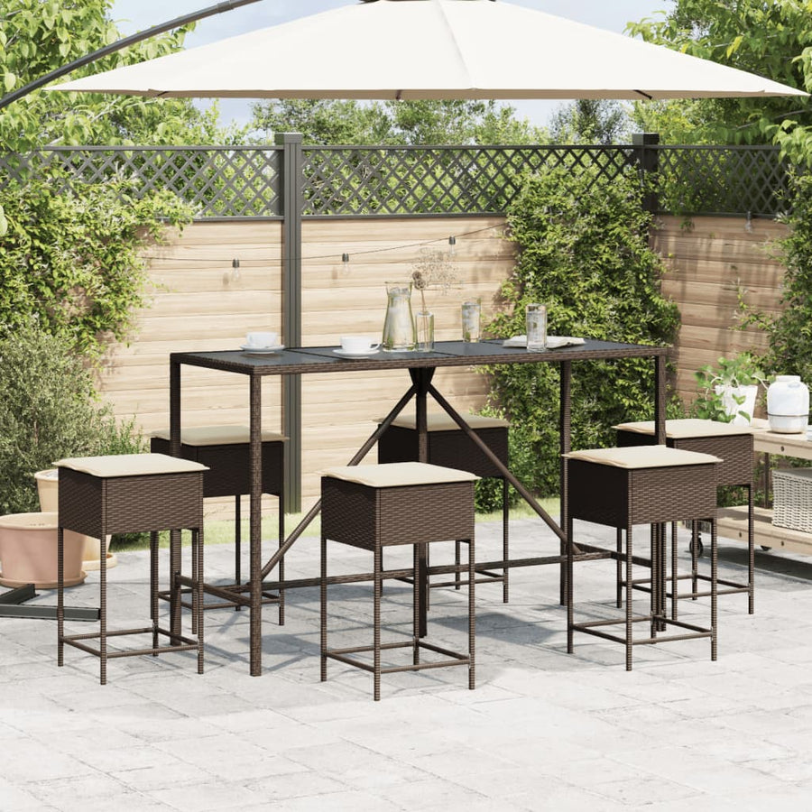 7-Delige Tuinbarset Met Kussens Poly Rattan 6