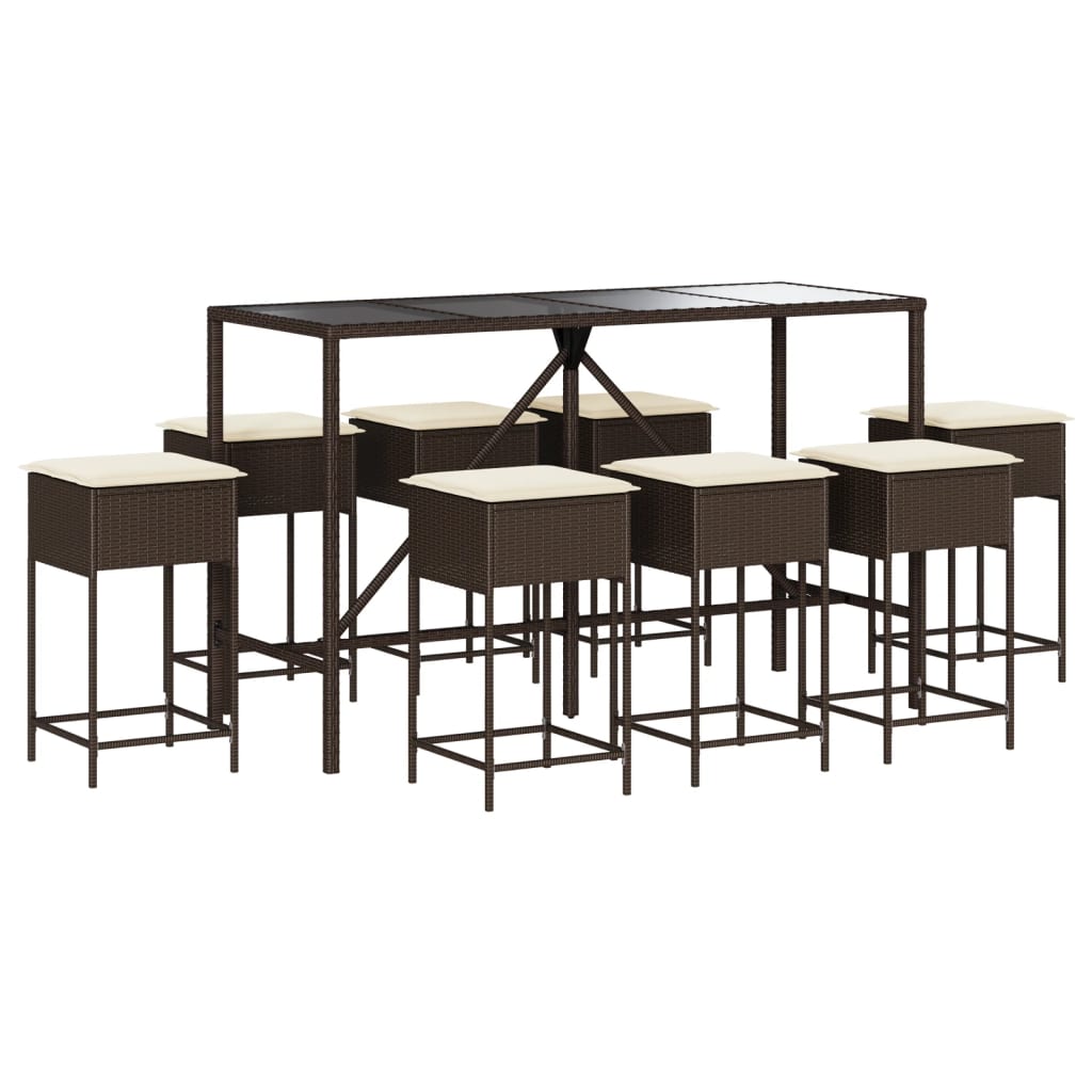 9-Delige Tuinbarset Met Kussens Poly Rattan 8
