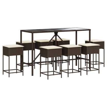 9-Delige Tuinbarset Met Kussens Poly Rattan 8