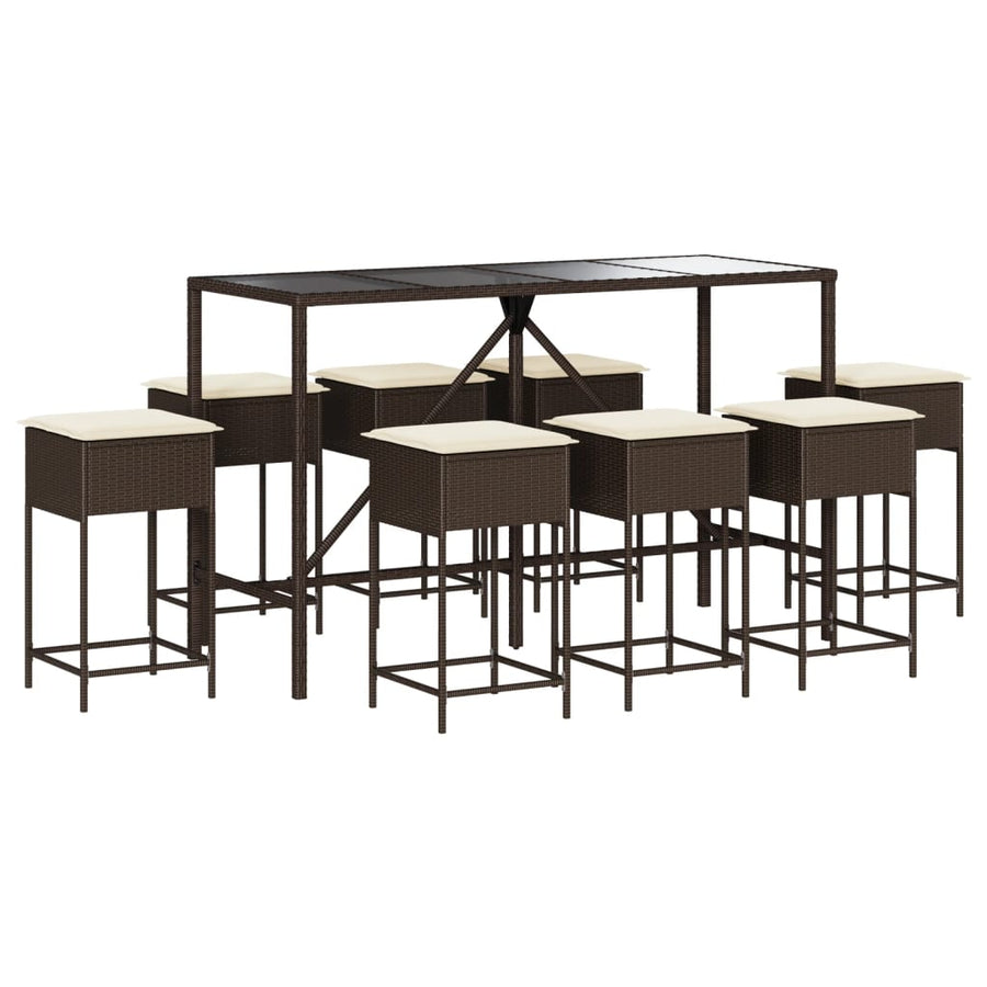 9-Delige Tuinbarset Met Kussens Poly Rattan 8