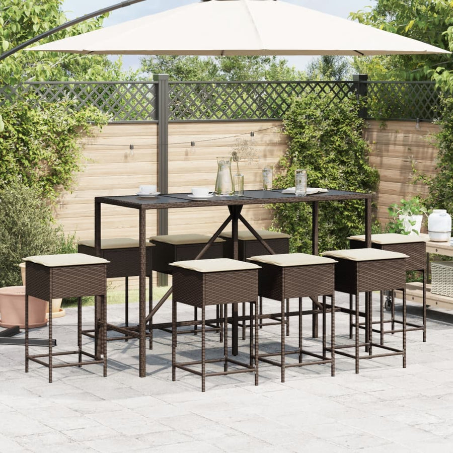 9-Delige Tuinbarset Met Kussens Poly Rattan 8