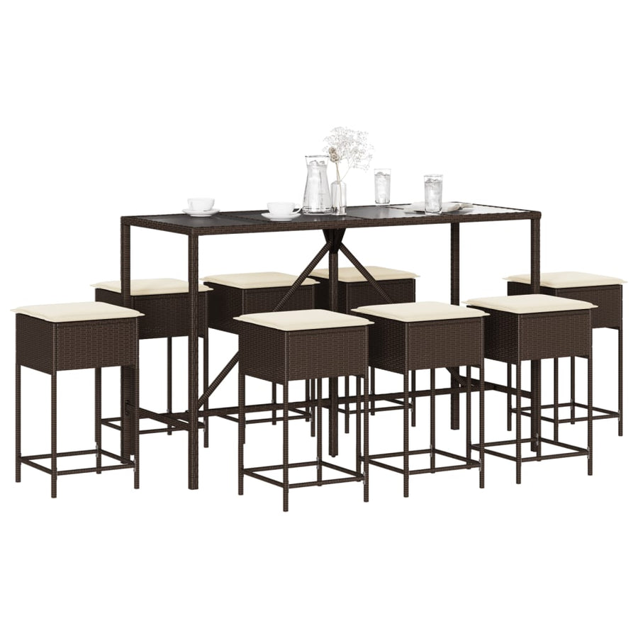 9-Delige Tuinbarset Met Kussens Poly Rattan 8