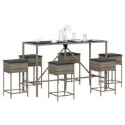 Tuinbarset 7-delig poly rattan grijs 180x70x110 cm