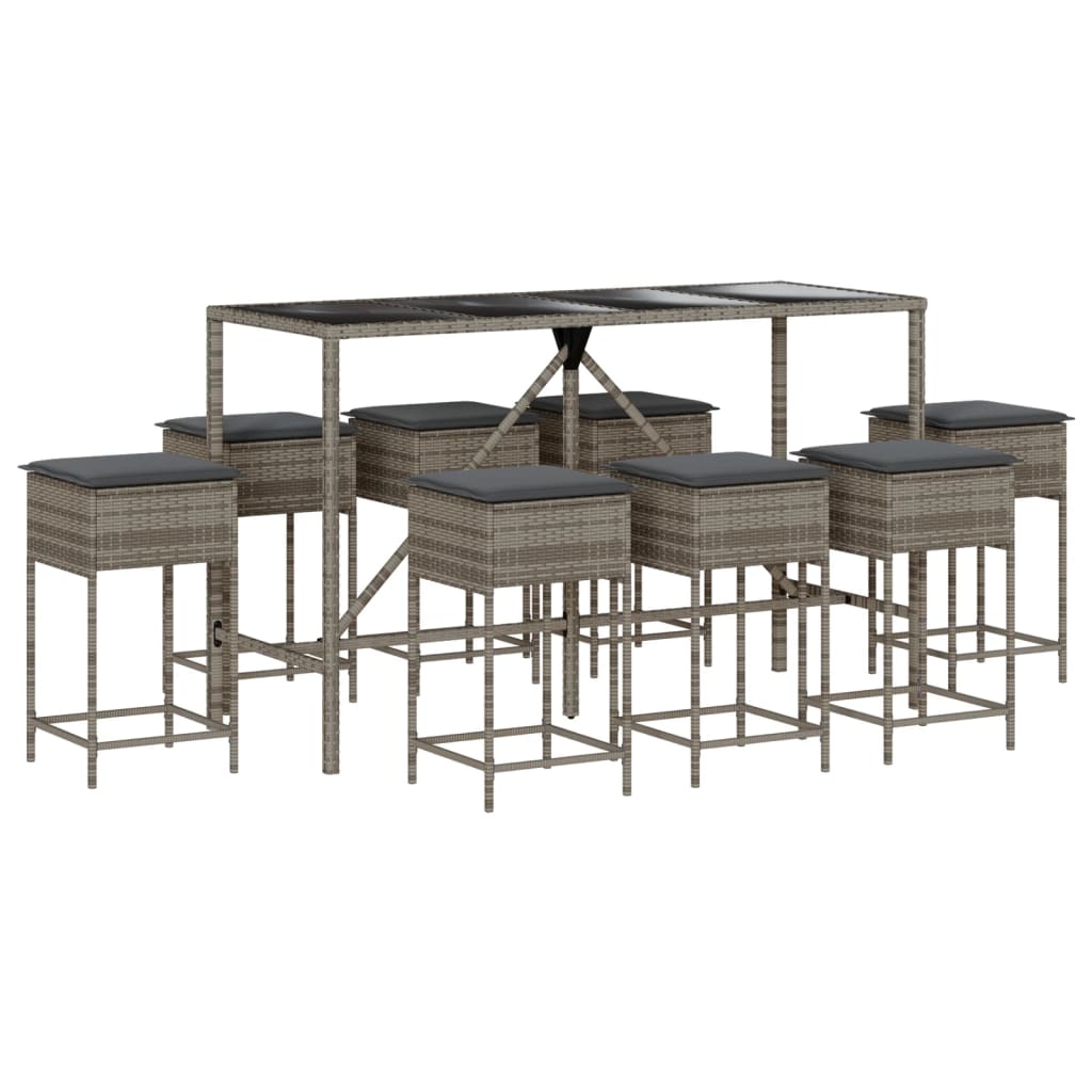 9-Delige Tuinbarset Met Kussens Poly Rattan 8