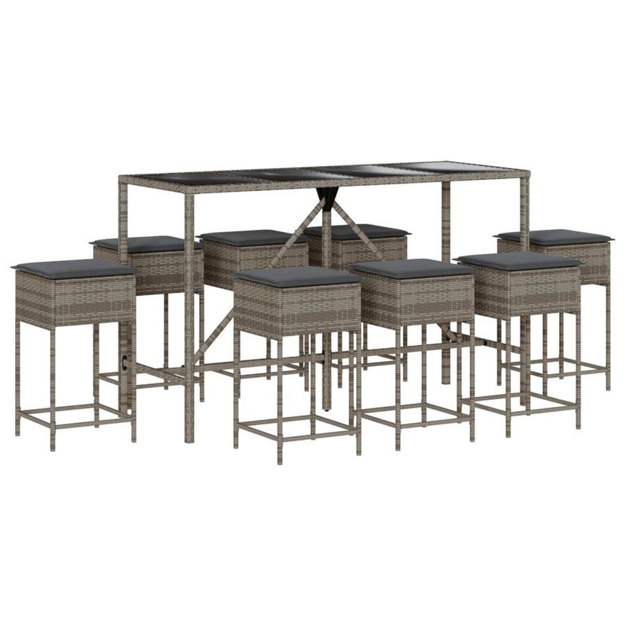 9-Delige Tuinbarset Met Kussens Poly Rattan 8
