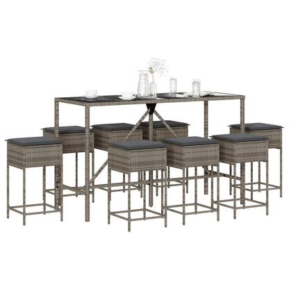 9-Delige Tuinbarset Met Kussens Poly Rattan 8