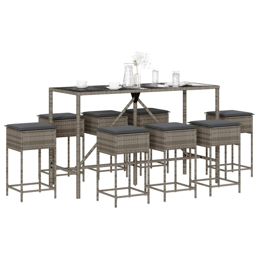 9-Delige Tuinbarset Met Kussens Poly Rattan 8