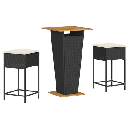 3-Delige Tuinbarset Met Kussens Poly Rattan 2