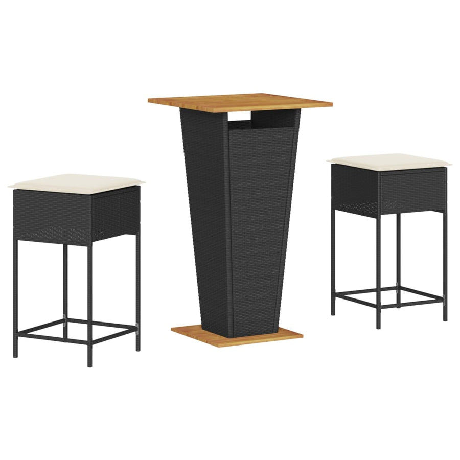 3-Delige Tuinbarset Met Kussens Poly Rattan 2