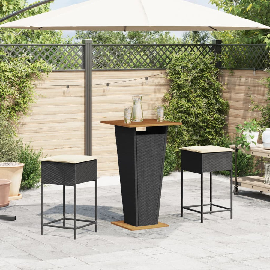 3-Delige Tuinbarset Met Kussens Poly Rattan 2