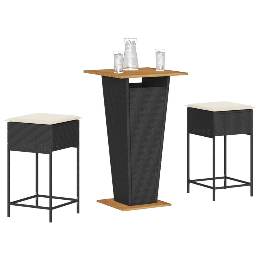 3-Delige Tuinbarset Met Kussens Poly Rattan 2