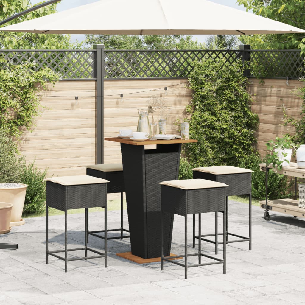 5-Delige Tuinbarset Met Kussens Poly Rattan 4