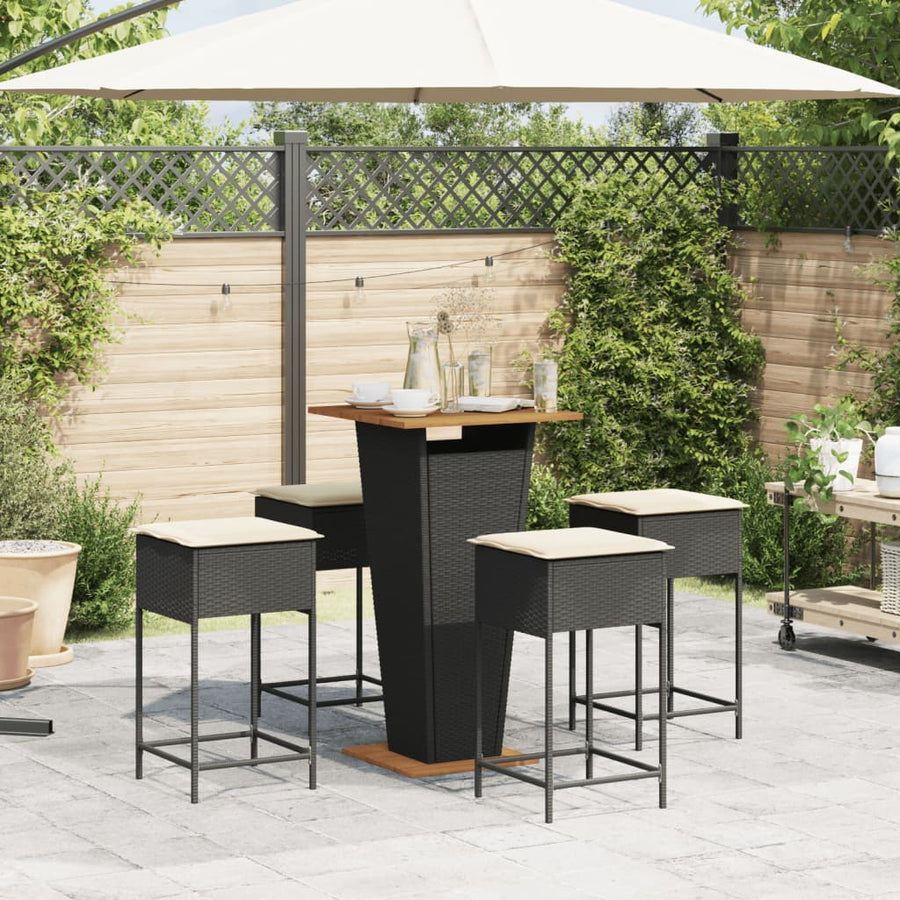 5-Delige Tuinbarset Met Kussens Poly Rattan 4
