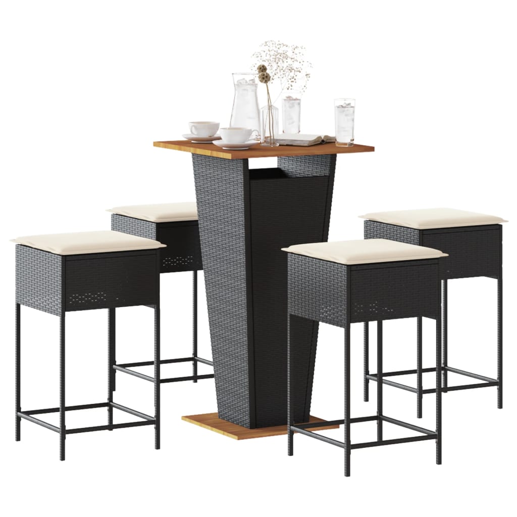 5-Delige Tuinbarset Met Kussens Poly Rattan 4