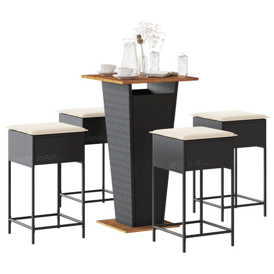 5-Delige Tuinbarset Met Kussens Poly Rattan 4