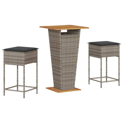 3-Delige Tuinbarset Met Kussens Poly Rattan 2