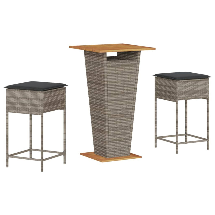 3-Delige Tuinbarset Met Kussens Poly Rattan 2