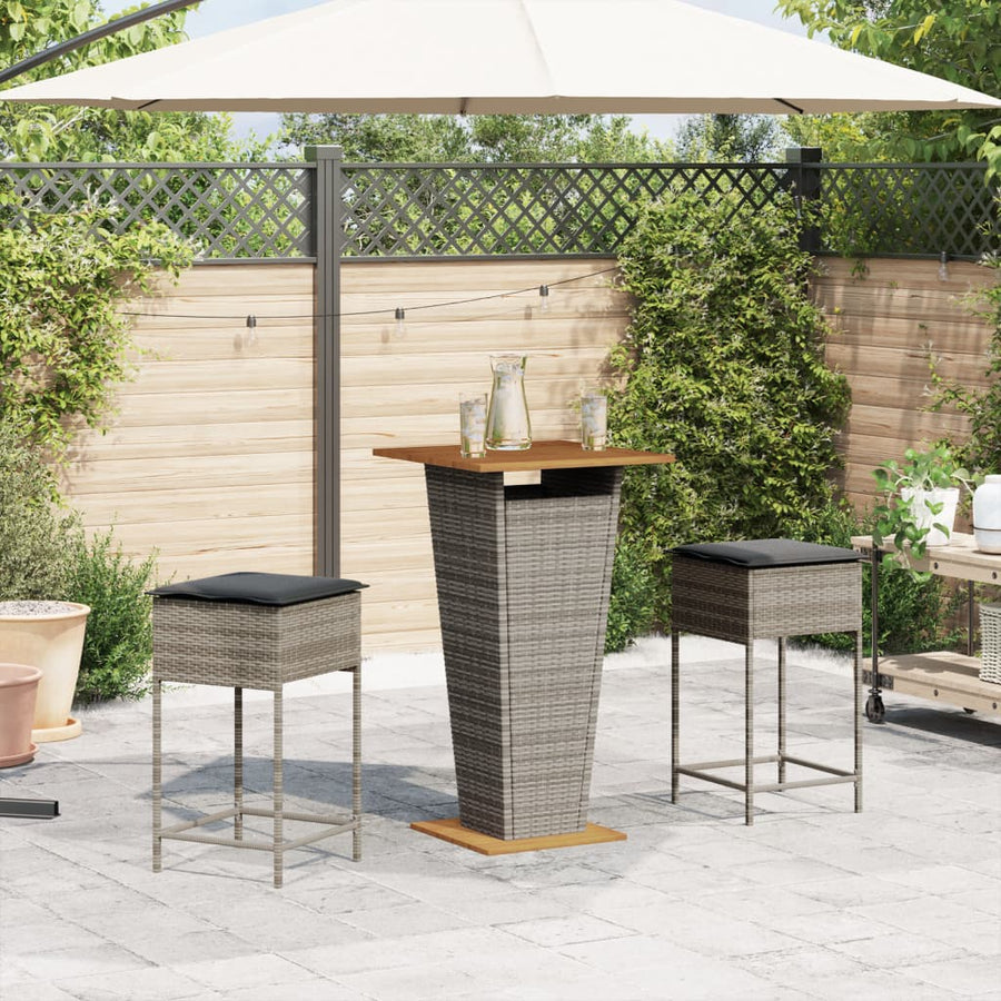 3-Delige Tuinbarset Met Kussens Poly Rattan 2