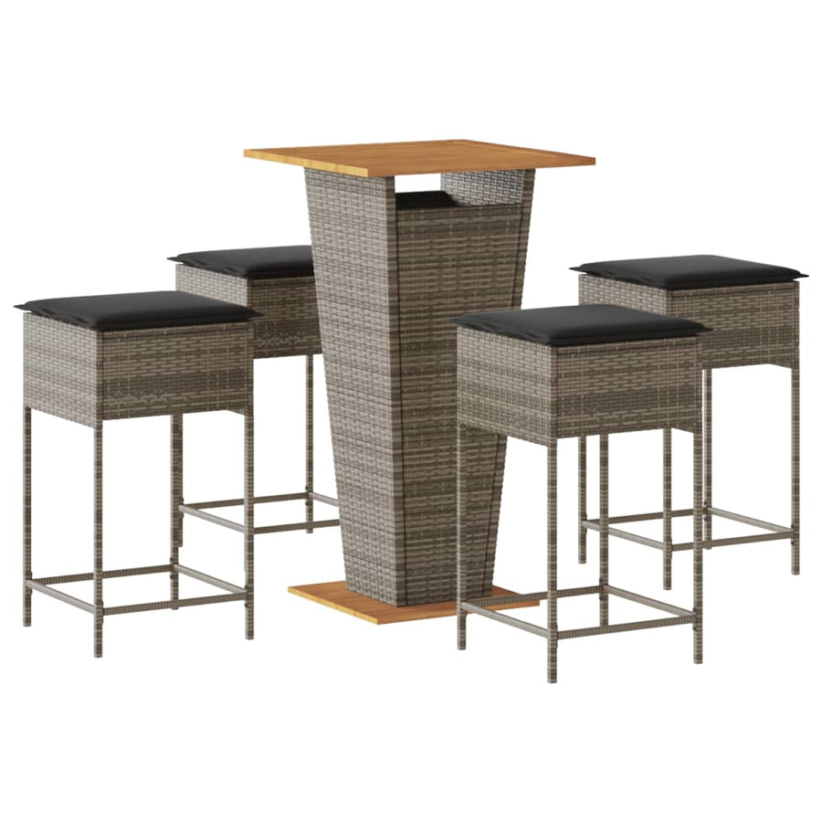 5-Delige Tuinbarset Met Kussens Poly Rattan 4