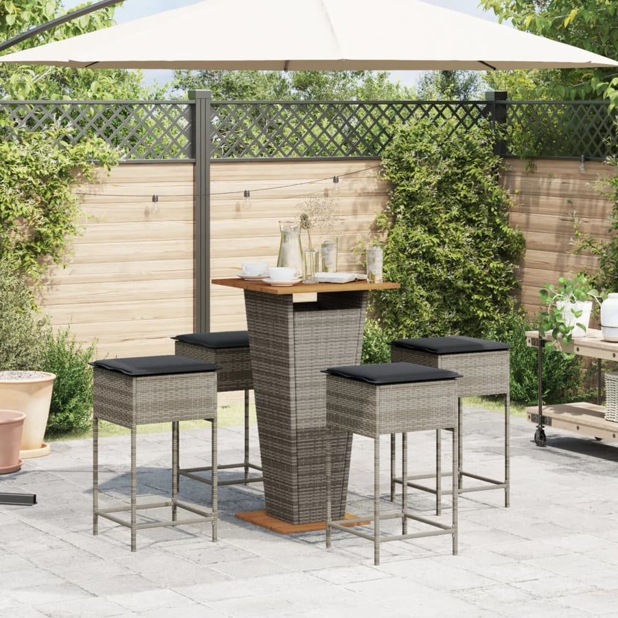 5-Delige Tuinbarset Met Kussens Poly Rattan 4