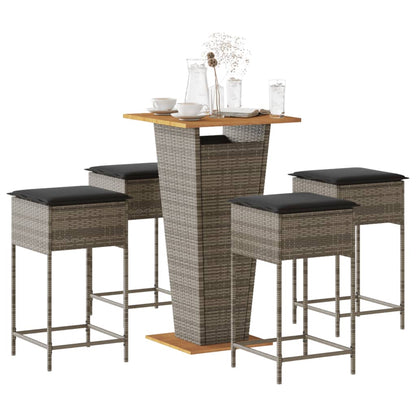 5-Delige Tuinbarset Met Kussens Poly Rattan 4