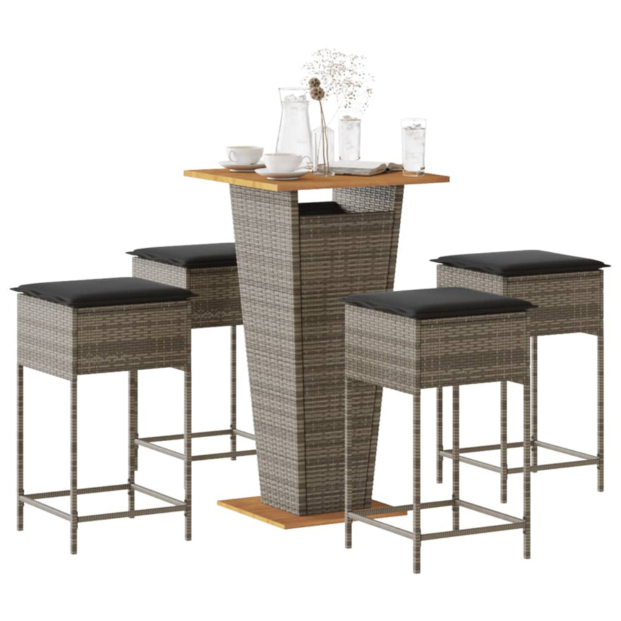 5-Delige Tuinbarset Met Kussens Poly Rattan 4