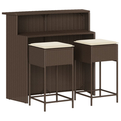 3-Delige Tuinbarset Met Kussens Poly Rattan 2