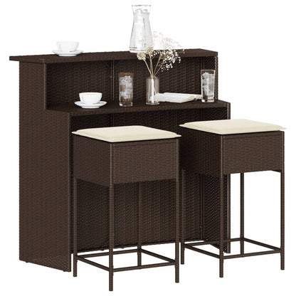 3-Delige Tuinbarset Met Kussens Poly Rattan 2