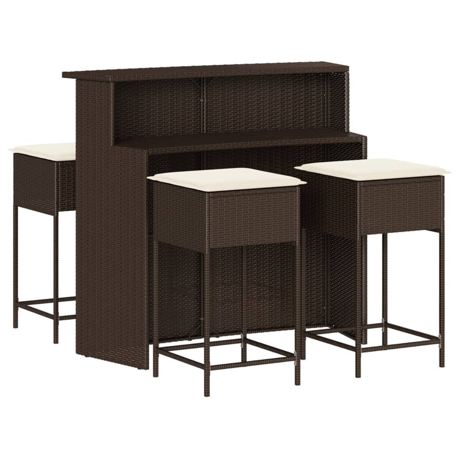 5-Delige Tuinbarset Met Kussens Poly Rattan 4