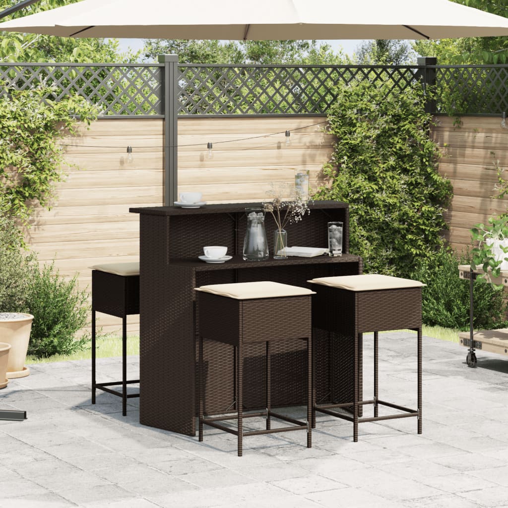 5-Delige Tuinbarset Met Kussens Poly Rattan 4