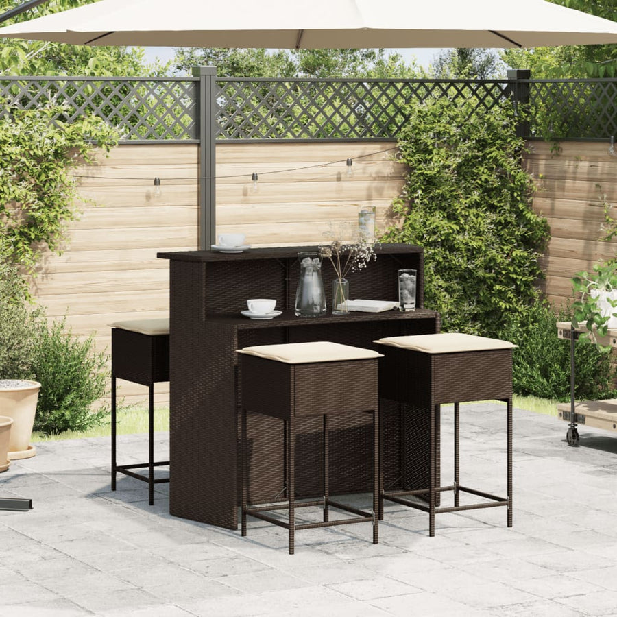 5-Delige Tuinbarset Met Kussens Poly Rattan 4
