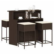 Tuinbarset 5-delig poly rattan bruin