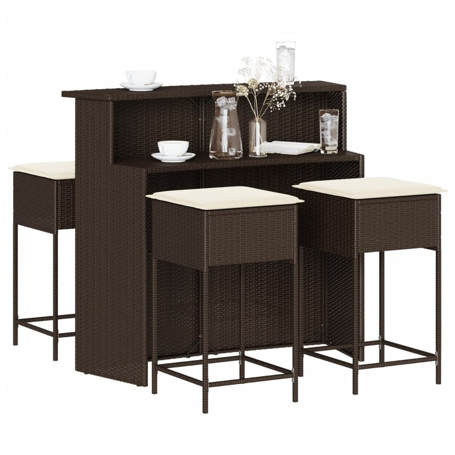 5-Delige Tuinbarset Met Kussens Poly Rattan 4