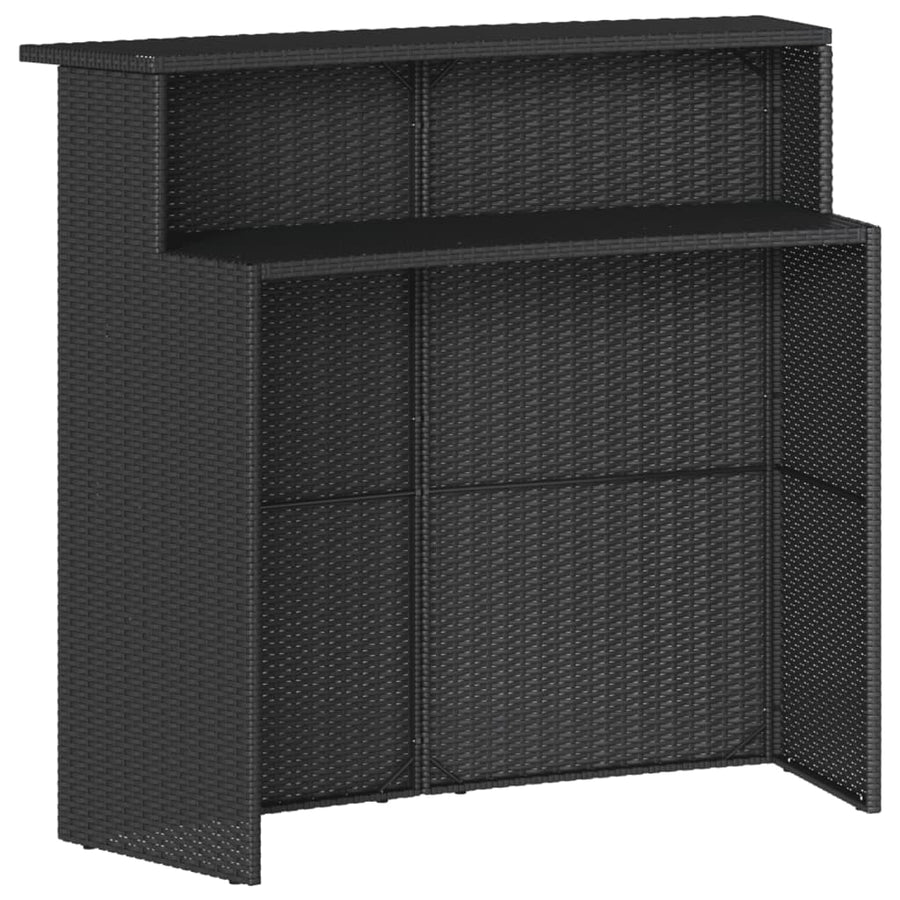 3-delige Tuinbarset met kussens poly rattan zwart